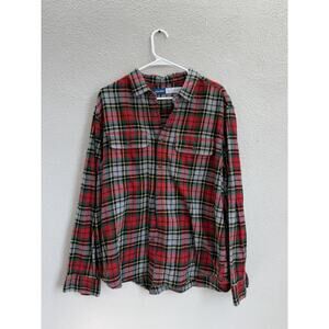 Old Navy Mens Flannel Shirt Size XL Regular Fit Red Green Plaid Button Up